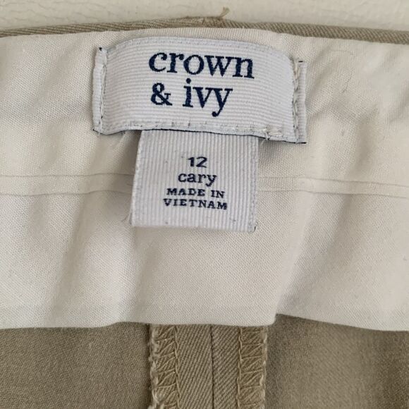 Crew & Ivy Stretch Cotton Blend Beige Women’s Pants Size 12 - Picture 9 of 10